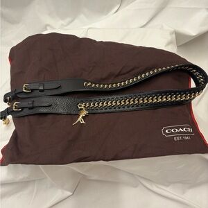 Coach Black Leather with Gold Chain Rexy Strap